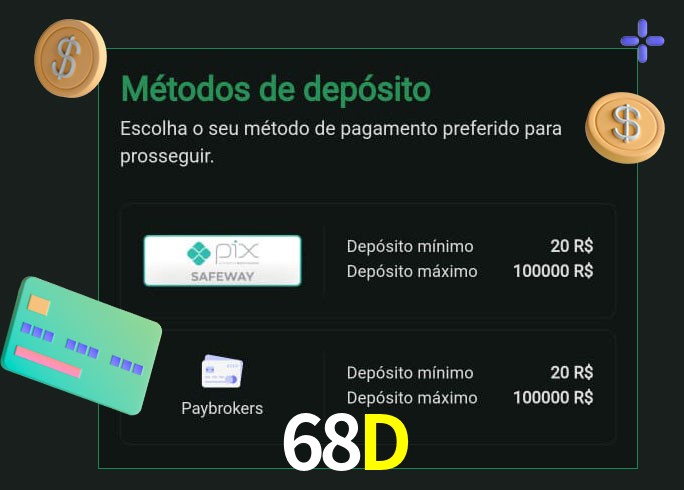 O cassino 68D oferece uma grande variedade de métodos de pagamento